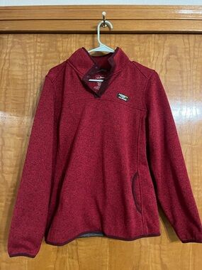 L.L. Bean Women's Maroon Snap-Front Cowl Pullover